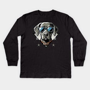 Funny Weimaraner with Sunglasses Kids Long Sleeve T-Shirt